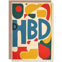 Artery8 Women's Birthday Card HBD Abstract Pastel Bauhaus Design For Her Gran Sister Niece Daughter Wife Greeting Card