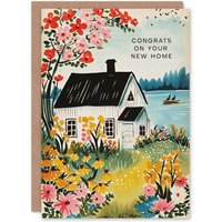 Artery8 Women's Housewarming Card Floral New Home Congratulations Lake House For Her Gran Sister Niece Daughter Wife Greeting Card