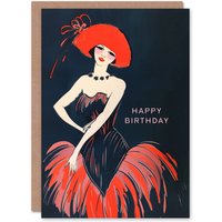 Artery8 Women's Birthday Card 1920's Showgirl For Her Gran Sister Niece Daughter Wife Greeting Card in Red