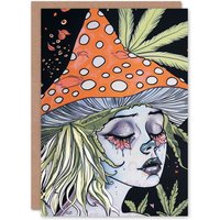 Artery8 Women's Birthday Card Mushroom Cap Hat Forest Pixie Fairy For Her Wife Woman Partner Girlfriend Greeting Card
