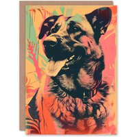 Artery8 Men's Birthday Card German Shepherd Pet Portrait Dog Lover For Him Dad Brother Son Papa Grandad Greeting Card in Orange