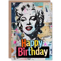 Artery8 Birthday Card Punk Marilyn Collage Bright Graffiti Icon Art For Him Her Man Woman Greeting Card