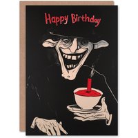 Artery8 Men's Birthday Card Creepy Witch with Tea Candle Spooky Drawing For Him Dad Brother Son Papa Grandad Greeting Card in Black