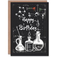 Artery8 Men's Birthday Card Chemistry Set Scientist Chalkboard Geek For Him Dad Brother Son Papa Grandad Greeting Card in Black