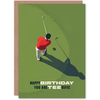 Artery8 Men's Birthday Card Tee Shot Golf Pun Joke Golfer Funny For Him Dad Brother Son Papa Grandad Greeting Card in Green