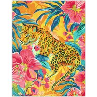 Artery8 Wall Art Print Leopard in Pink Lily Jungle Vibrant Painting Poster | Size: W18" x H24"