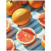 Artery8 Wall Art Print Pink Grapefruit Summer Fruit Slice Pattern Design Poster | Size: W12" x H16"