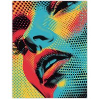 Artery8 Wall Art Print Woman Face Close Up Polka Dot Pop Art Portrait Poster | Size: W18" x H24"