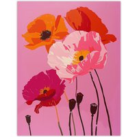 Artery8 Wall Art Print Poppy Flower Blooms Orange Pink Floral Design Poster | Size: W24" x H32"
