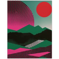 Artery8 Wall Art Print Abstract Polka Dot Pattern Landscape Pop Art Poster in Green | Size: W12" x H16"