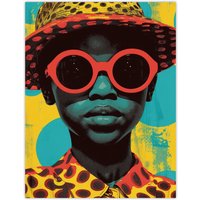 Artery8 Wall Art Print Pop Art 60's Woman in Red Shades Bold Fun Drawing Poster | Size: W24" x H32"
