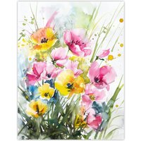 Artery8 Wall Art Print Watercolour Spring Flowers Painting Floral Elegant Poster | Size: W24" x H32"