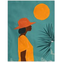 Artery8 Wall Art Print Noon Morocco Africa Sun Simple Bold Painting Poster in Blue | Size: W12" x H16"