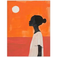 Artery8 Wall Art Print Desert Sunset African Bold Painting Ochre Africa Poster in Orange | Size: W24" x H32"