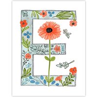 Artery8 Women's Wall Art Print Letter E in Watercolour Poppies & Wildflowers Floral Word Art For Her Poster | Size: W24" x H32"