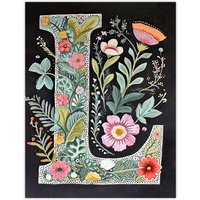 Artery8 Women's Wall Art Print Letter L Watercolour Wildflowers Colourful Nature Floral Word Art For Her Poster | Size: W12" x H16"