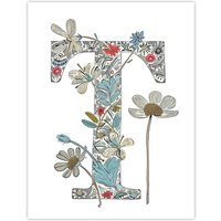 Artery8 Women's Wall Art Print Letter T in Wildflowers Flowers Pretty Cute Floral Word Art For Her Poster | Size: W18" x H24"