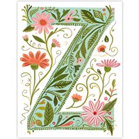 Artery8 Women's Wall Art Print Letter Z in Bright Watercolour Pretty Wildflowers Floral Word Art For Her Poster | Size: W12" x H16"