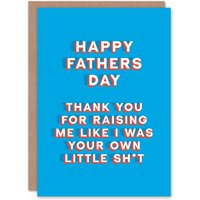 Artery8 Men's Father's Day Card Stepdad Like Your Own Little Sh*t Fun Funny Joke For Him Dad in Blue