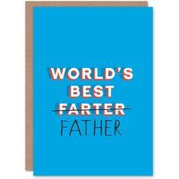 Artery8 Men's Father's Day Card Worlds Best Farter Typo Correction Fun Funny Joke For Him Dad in Blue