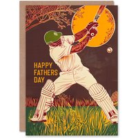 Artery8 Men's Father's Day Card Cricket Player Batsman Shot For Him Dad Father Greeting Card in Brown