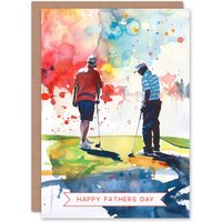 Artery8 Men's Father's Day Card Golf Colourful Golfing Sport Watercolour Him Dad Greeting Card