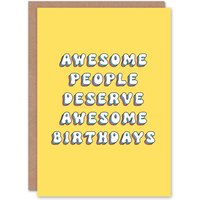 Artery8 Women's Birthday Card Deserving Awesome People For Her Woman Greeting Card in Yellow