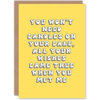 Artery8 Women's Birthday Card Won't Need Candles Wish Came True Funny Joke Humour Greeting Card in Yellow