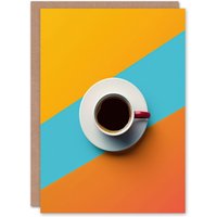 Artery8 Coffee Cup Aerial View Vibrant Geometric Design Greeting Card Birthday