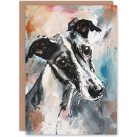 Artery8 Cute Greyhound Whippet Dog Lover Pet Portrait Greeting Card Birthday
