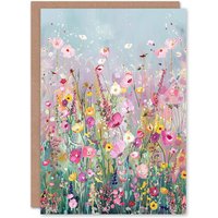 Artery8 Delicate Wildflower Field Floral Painting Greeting Card Birthday
