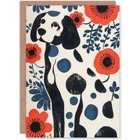 Artery8 Dog Lover Dalmatian Abstract Floral Portrait Greeting Card Birthday