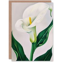Artery8 Classic White Lily Painting Modern Single Flower Greeting Card