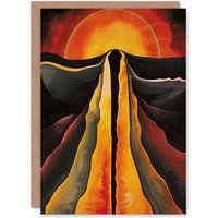 Artery8 Abstract Sunset Painting Fire Landscape Space Greeting Card Birthday in Orange