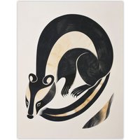 Artery8 Badger Inuit Art Style Animal Painting Wall Art Print in Black | Size: W24" x H32"