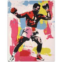 Artery8 Boxer Sport Portrait Boxing Gloves Colourful Bold Wall Art Print | Size: W18" x H24"
