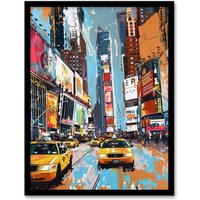 Artery8 Taxi on Broadway New York City Painting Framed Art Print | Size: A4