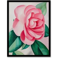 Artery8 Camelia Winter Rose Flower Watercolour Painting Framed Art Print in Pink | Size: A4