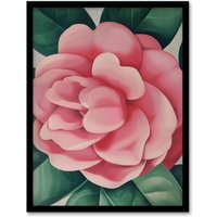 Artery8 Winter Rose Camelia Flower Watercolour Painting Framed Art Print in Pink | Size: A4