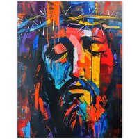 Artery8 Jesus Portrait Thorn Crown Modern Portrait Wall Art Print | Size: W24" x H32"