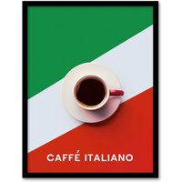 Artery8 Italian Coffee Cup Aerial View Advert Design Framed Art Print | Size: A4