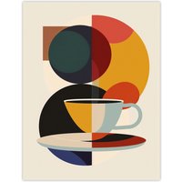 Artery8 Coffee Cup Bauhaus Geometric Design Wall Art Print | Size: W12" x H16"