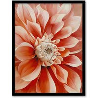 Artery8 Pink Dahlia Flower Close Up Petals Painting Framed Art Print | Size: A4