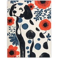 Artery8 Dog Lover Dalmatian Abstract Floral Portrait Wall Art Print | Size: W12" x H16"