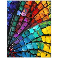 Artery8 Dragonfly Wing Close Up Colourful Oil Painting Wall Art Print | Size: W24" x H32"