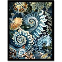 Artery8 Sea Ocean Life Coral Reef Forms Design Framed Art Print in Blue | Size: W12" x H16"