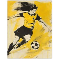 Artery8 Womens Girls Football Fan Soccer Goal Footie Wall Art Print in Yellow | Size: W12" x H16"