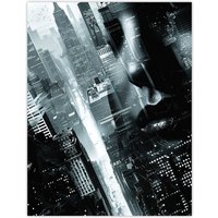 Artery8 Film Noir Metropolis View Black White Cityscape Wall Art Print | Size: W18" x H24"