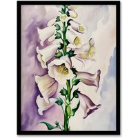 Artery8 Foxglove Digitalis Flower Botanical Watercolour Framed Art Print in White | Size: A4