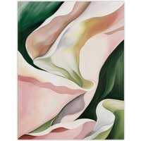 Artery8 Fabric Folds Pink Green Abstract Watercolour Wall Art Print | Size: W12" x H16"